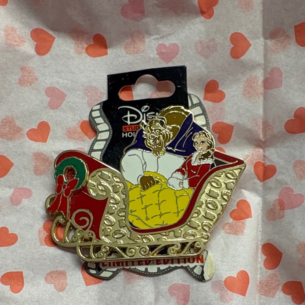 Disney SSH  Beauty and the Beast Sleigh Pin - Red, Yellow, Gold LE 400